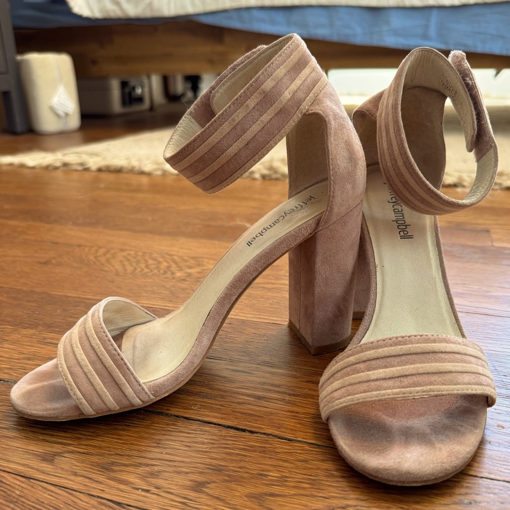 Suede Block Heel Ankle Strap Jeffrey Campbell Blush Pink Heels Sandals